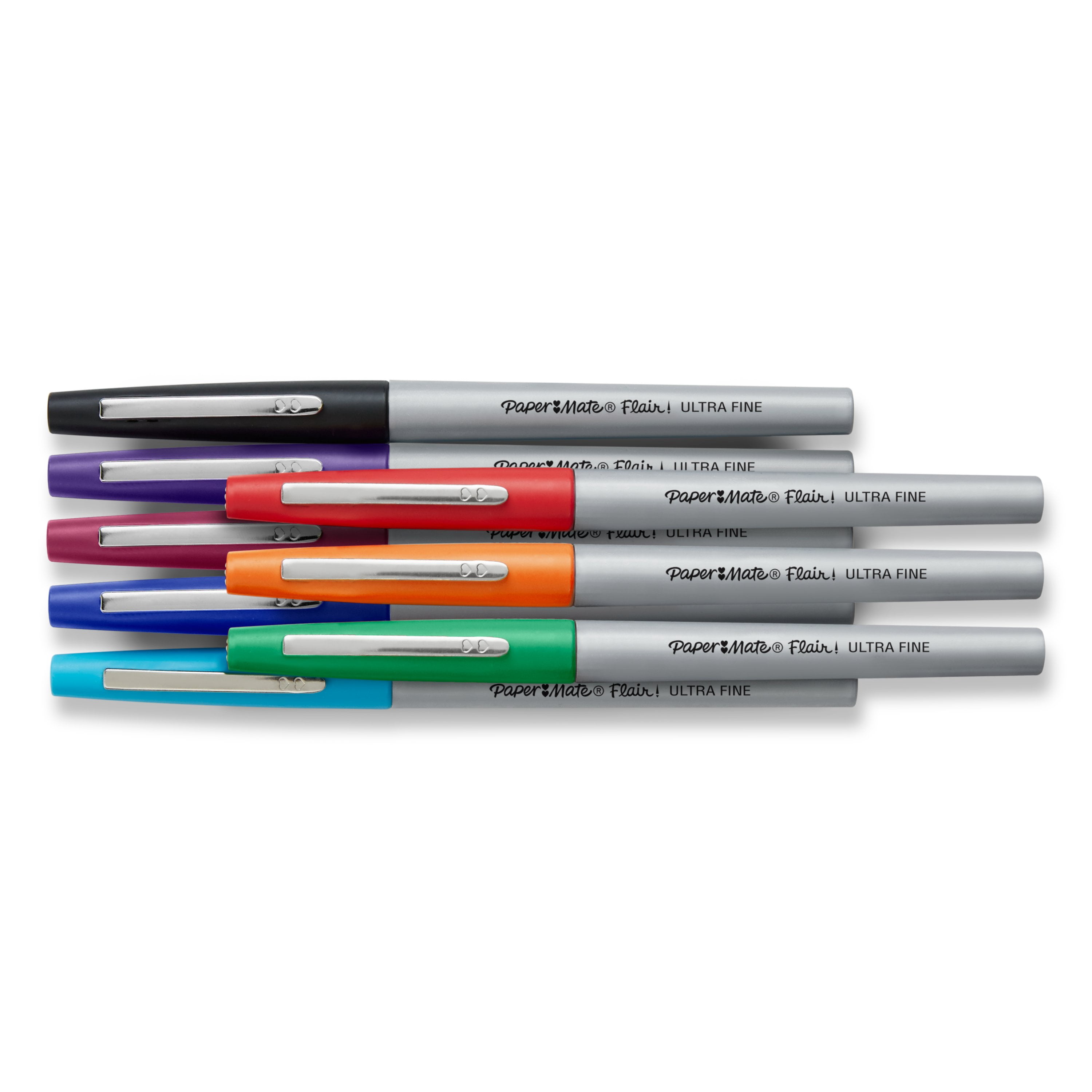 Stylos feutres Paper Mate Flair, pointe ultra-fine (0,4 mm), couleurs assorties, 12 unités