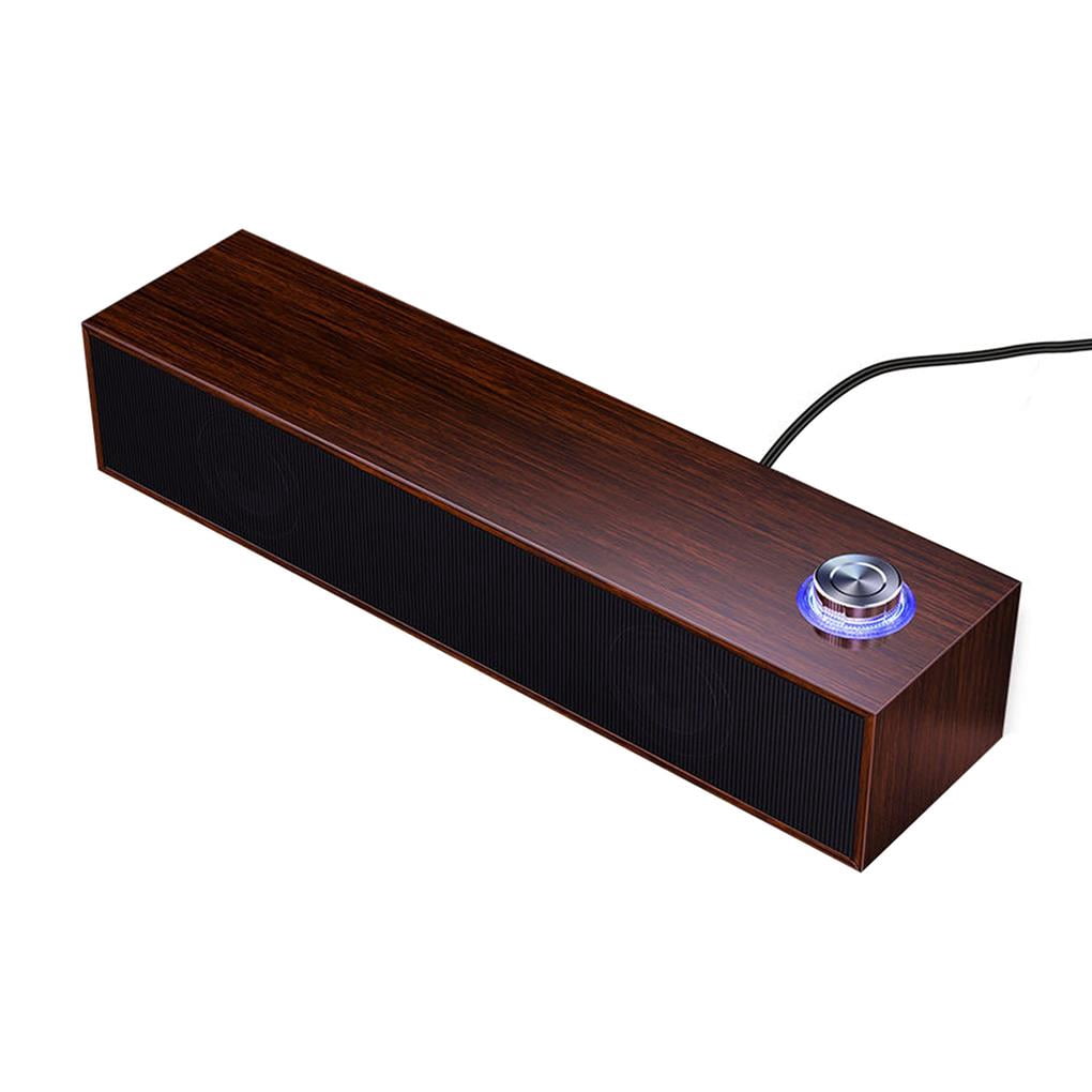 Youkk Wooden Bluetooth Speaker Bluetooth 5.0  USB Computer Desktop Speaker Soundbar 3D Stereo Sound Surround Loudspeaker Wired / Wireless Subwoofer Bar