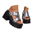 thumbnail image 1 of IUJSOY Chunky Heels for Women Platform Sandals Square Open Toe Wedges Slip on Summer Slippers, 1 of 8