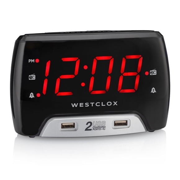 Large 1.4” red LED Digital FM Clock Radio 2 USB Charging Port
