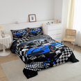 thumbnail image 3 of Erosebridal Ensemble de Douillette Simple pour Garçons Voiture de Course pour Enfants Ados, Douillette en Duvet Drapeau de Course, Noir Bleu, Réversible 2 Pcs, 3 of 7