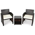 thumbnail image 1 of Gymax Ensemble de Conversation pour Patio en Rotin 3 Pcs Cour Extérieur avec Coussins Blancs, 1 of 9