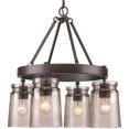 thumbnail image 4 of Beaumont Lane 4 Light Frosted Amber Glass Chandelier in Rubbed Bronze, 4 of 5