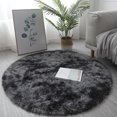 thumbnail image 1 of Luckyn 1.4*1.4 FT Soft Round Area Rug,Anti-Skid Living Room Bedroom Carpet Fluffy Mat,Dark Gray, 1 of 7