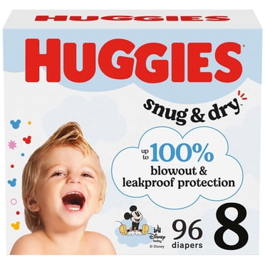 Huggies Snug & Dry Baby Diapers, Size 8 (45+ lbs), 96 Count