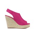 thumbnail image 3 of BLISSFUL STEP Chaussures pour Femmes Espadrilles à Plateforme Compensée à Bout Ouvert Sandales Slingback Rose Vif 9, 3 of 7