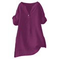 thumbnail image 3 of Baberdicy Oversized Collar Shirts - Women's Loose Fit Solid Color Tops (Breathable Linen, Office to Weekend) Red XL, 3 of 8