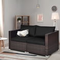 thumbnail image 3 of Patiojoy 2-Piece Patio Wicker Corner Sofa Set Rattan Loveseat with Removable Cushions Black, 3 of 7