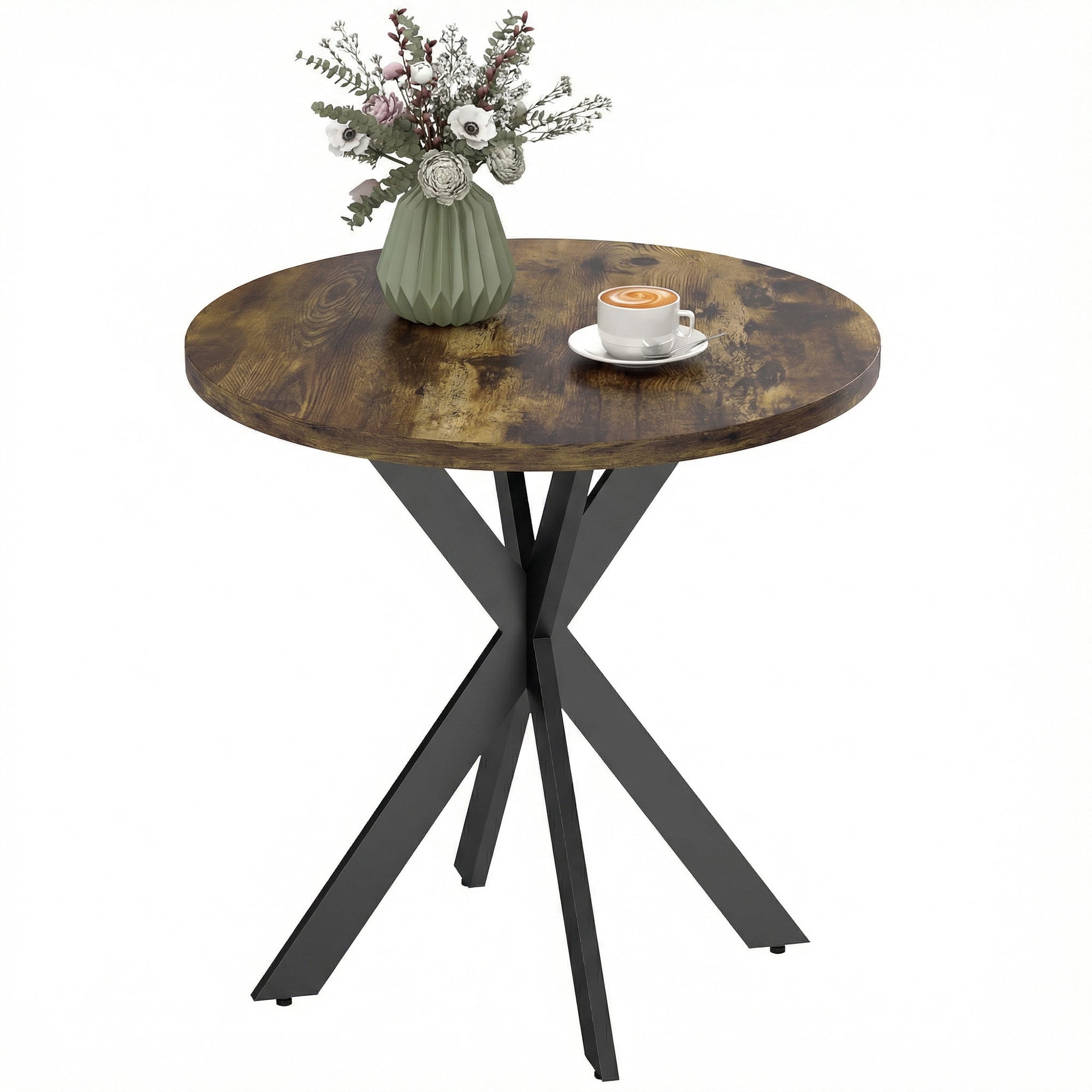 HOMCOM 29.5" Round Kitchen Table, Dining Table Rustic Brown