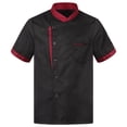thumbnail image 3 of TiaoBug Unisex Short Sleeve /Long Sleeve Chef Coat Jacket with Hat Lightweight Button Restaurant Kitchen Chef Top Uniform Black 3XL, 3 of 7