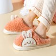 thumbnail image 2 of Womens Furry Slippers Soft Fleece Cute Rabbits Memory Foam Thick Bottom Soft Sole Comfortable Non-Slip Warm Winter Home Slippers Orange-01, 2 of 7