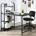 thumbnail image 2 of Costway Bureau d'Ordinateur Réversible de 48 Pouces Table d'Écriture Poste de Travail avec Tablette de Rangement Noir, 2 of 10