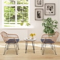 thumbnail image 3 of Patiojoy 3PCS Patio Rattan Furniture Set with Round Tempered Glass Top Table & 2 Rattan Armchairs Gray Cushions, 3 of 9