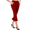 thumbnail image 1 of Penkiiy Women's Plus Size High Waist Pull-On Flared Pants with Tummy Control, Red, 2XL, 1 of 7