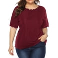 thumbnail image 1 of Leutsin Woman's Plus Size Casual Solid Color Casual Short Sleeve Round Neck Tops, 1 of 6