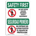 thumbnail image 1 of SignMission OS-SF-A-710-L-10762 Premier Signe de Sécurité d'Osha de 7 x 10 Po - n'Entrez Pas à Moins de Porter Bilingue, 1 of 1