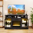 thumbnail image 2 of Costway Meuble TV avec Cheminée Électrique Lumières LED Télécommandes Armoires de Rangement Noir, 2 of 10