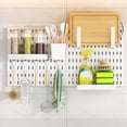 thumbnail image 1 of Meitianfacai Large Capacity No Drill Pegboard Wall Organizer, 30x30cm Kitchen Storage System with Drain Basket and Extra Shelves, Heavy Duty Wall Mounted Rack, 1 of 6