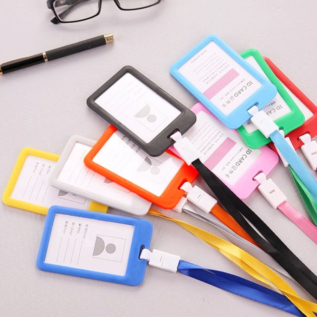 SSZMDLB under $5 1Pcs ID Card Lanyard, ID Card Holder, Plastic Name Tag with Lanyard, Clear Double Sided Employee Badge Holder, Portable Neck Strap for Work, Conference, Event, School, Hotel