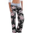 thumbnail image 2 of ORUYROP Womens Wide Leg Yoga Palazzo Pants Casual Printed Drawstring Trousers, 2 of 3