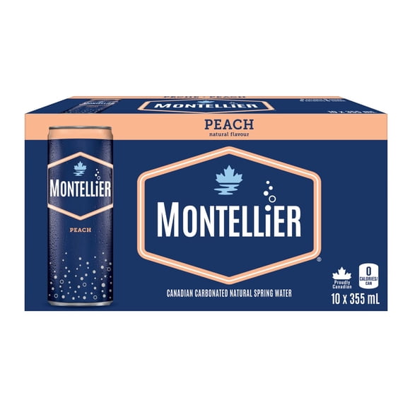 Montellier Peach Natural Spring Water 10 x 355 ml, Cans
