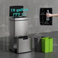 thumbnail image 3 of HOMCOM 19 Gallon Sensor Trash Can, Touchless Garbage Can w/ 3 Compartments, 3 of 10