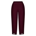 thumbnail image 4 of RXIRUCGD Women's Summer Comfortable Loose Wide Legged Fashion Solid Color Capris, Wine, Size: L, 4 of 5