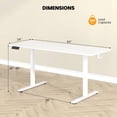 thumbnail image 3 of Costway 63 x 24 Inch Sit Stand Desk Height Adjustable Electric Standing Desk White, 3 of 10
