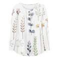 thumbnail image 1 of CEHVOM Mode Femmes T-Shirt Décontracté à Manches Trois-Quarts Imprimé Col en V Ample Blouse Tops Liquidation, 1 of 4