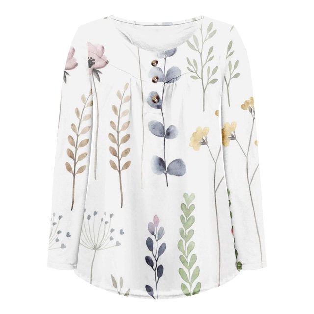 CEHVOM Mode Femmes T-Shirt Décontracté à Manches Trois-Quarts Imprimé Col en V Ample Blouse Tops Liquidation
