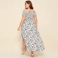 thumbnail image 4 of Babysbule Robe pour Femmes Liquidation Femmes Grande Grande Taille Épaules Dénudées Corsage Froncé Fente Cuisse Robe à Petites Fleurs, 4 of 6