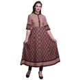 thumbnail image 1 of Bimba Kurtis Indiennes à Pois Roses et à Blocs Floraux pour Femmes, Longues, Évasées, Décontractées, Robes Anarkali, Kurti Ethnique - Moyen, 1 of 5