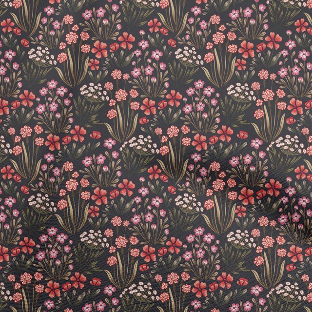 oneOone Rayonne Rouge Tissu Floral Matière de Robe Tissu Imprimé Tissu au Mètre 56 Pouces de Large