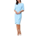 thumbnail image 1 of Allegra K Robe Froncée pour Femme à Manches Courtes, Robe de Travail de Bureau Tendance m Bleu Ciel, 1 of 5