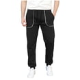 thumbnail image 2 of Ceisia Men Solid Color Loose Casual Pants Elastic Waist Drawstring Sports Gift Work Trousers, 2 of 7
