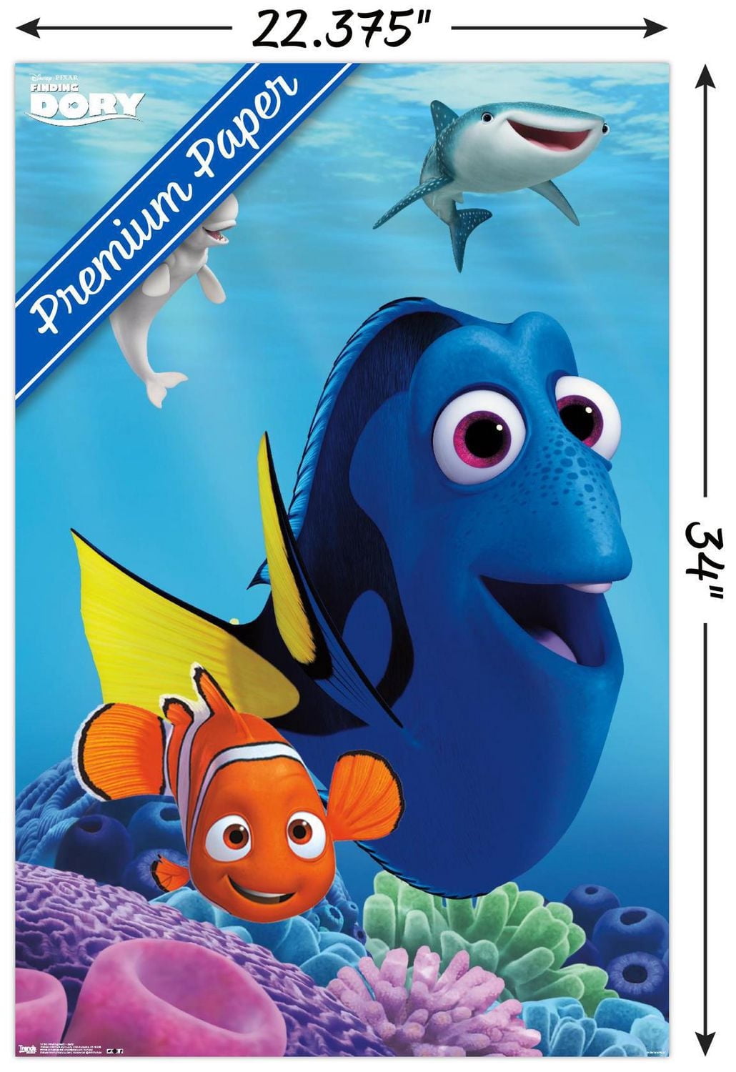 Disney Pixar Finding Dory - Wall Poster, 22.375" x 34"