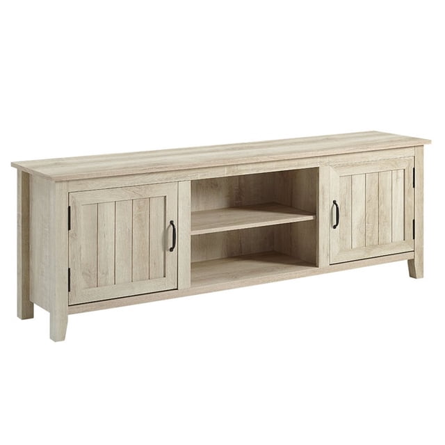Pemberly Row 70" TV Console with 2-Side Doors and Storage in White Oak