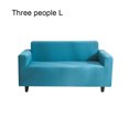 thumbnail image 3 of Solid Color Sofa Cover Elastic Couch Dust-proof Anti-slide Slipcover 1/2/3/4 Seater Covers Protector Full Coverage Lake blue L, 3 of 9