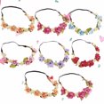 thumbnail image 3 of EeaseCA 8pcs Baby Florals Elastic Headband Simulation Flower and Leaf Headwrap Headdress (Random Color), 3 of 8