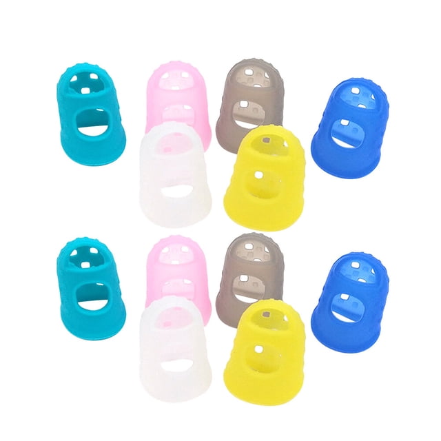 10Pcs Durable Guitar Fingertip Protectors Silicone Finger Guards for Ukulele Beginner Size M