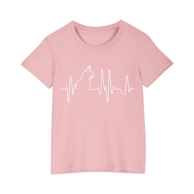 T-shirt en Coton pour Tout-Petits Garçons Filles Col Rond Manches Courtes T-Shirt Imprimé Haut 1 Pce