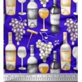 thumbnail image 1 of Soimoi Tissu en Viscose Chiffon Raisins, Verre à Vin & Bouteille Imprimé Tissu au Mètre 42 Pouces de Large, 1 of 3