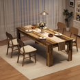 thumbnail image 1 of 71 Inch Farmhouse Dining Table for 6-8 People, Large Rectangular Kitchen Table with Thick Engineered Wood Top, Wide Leg Base, Heavy-Duty Dining Table for Dining Room, Kitchen, Home Office,Brown, 1 of 9