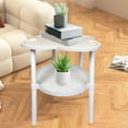 thumbnail image 4 of Four Leaf Sofa Side Table, EDHITNR Mobile Rolling Storage Snack Table, Double Layer Open Shelf Small Coffee Table for Living Room Bedside, 4 of 6