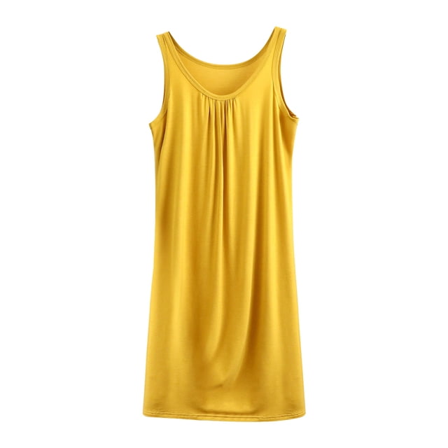 Wdfiry Nuisette pour Femmes en Modal Grande Taille Sans Manches Débardeur Robe de Nuit Couleur Unie Décontractée Froncée Longue Robe de Nuit Tenue d'Intérieur