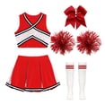 thumbnail image 3 of Aislor Robe de Cheerleading pour Filles Enfants Tenue d'Uniforme de Cheerleader et Couvre-Chef Ensemble de Chaussettes à Pompons Bourgogne Complet 8, 3 of 5