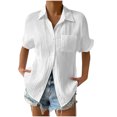 thumbnail image 2 of Styesk Womens Tops Women's Summer Solid Color Lapel Short Sleeved Loose Button Shirt Top, 2 of 6
