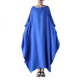 thumbnail image 1 of Robes Amples pour Femmes Grande Taille Manches Mi-Longues Col Rond Longueur Cheville Mode Automne Décontracté Plage Fête Robe Blanche TG, 1 of 6