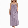 thumbnail image 1 of NIEWTR Robe Décontractée Tissée pour Tout-Petits et Bébés Filles à Larges Bretelles, Robe Soleil Fluide pour les Journées d'Été (Violet, 8-9 Ans), 1 of 6