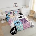 thumbnail image 4 of Erosebridal Ensembles de Couette Cheval Fer à Cheval Taille Tout-Petit, Couettes et Duvets à Rayures Géométriques, Décoration Cowboy, Réversible, 2 Pcs, 4 of 7